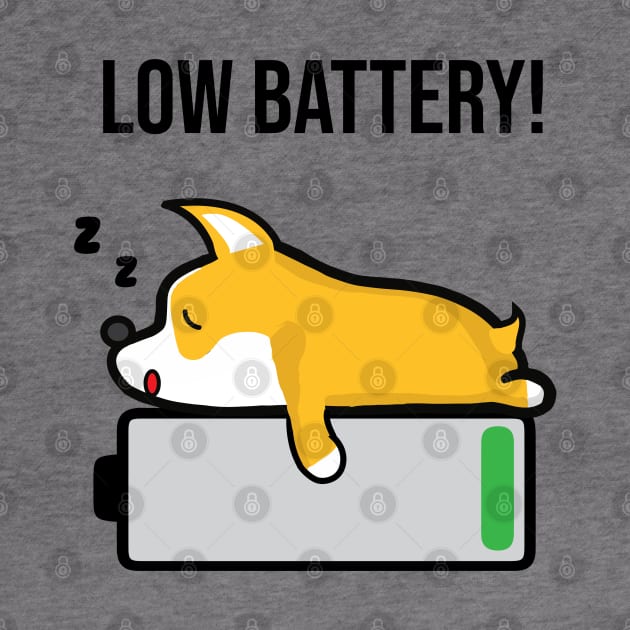 Pembroke Welsh Corgi Sleeping Low Battery by alltheprints